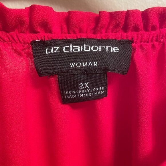 NWOT Liz Claiborne Women's Sheer Red Blouse - Picture 2 of 4